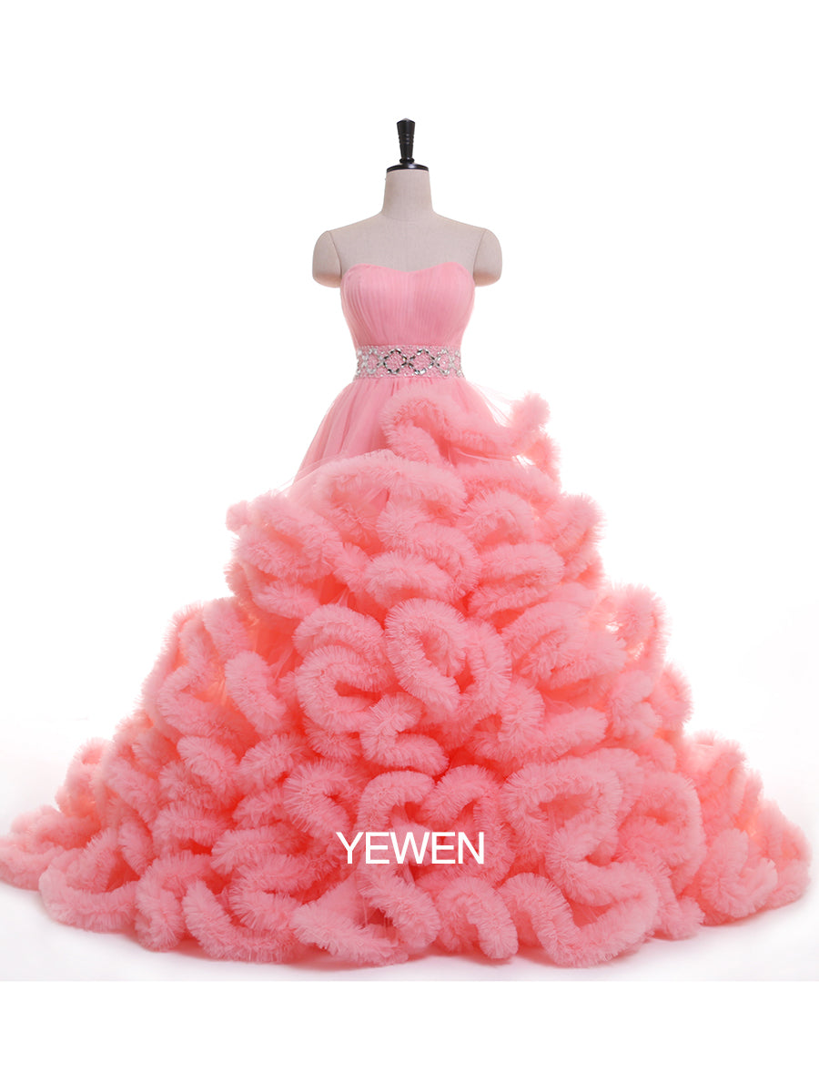 Trägerloses elegantes Partykleid mit höherer Taille und Rüschen, Prinzessinnen-Brautkleid, Umstandskleid