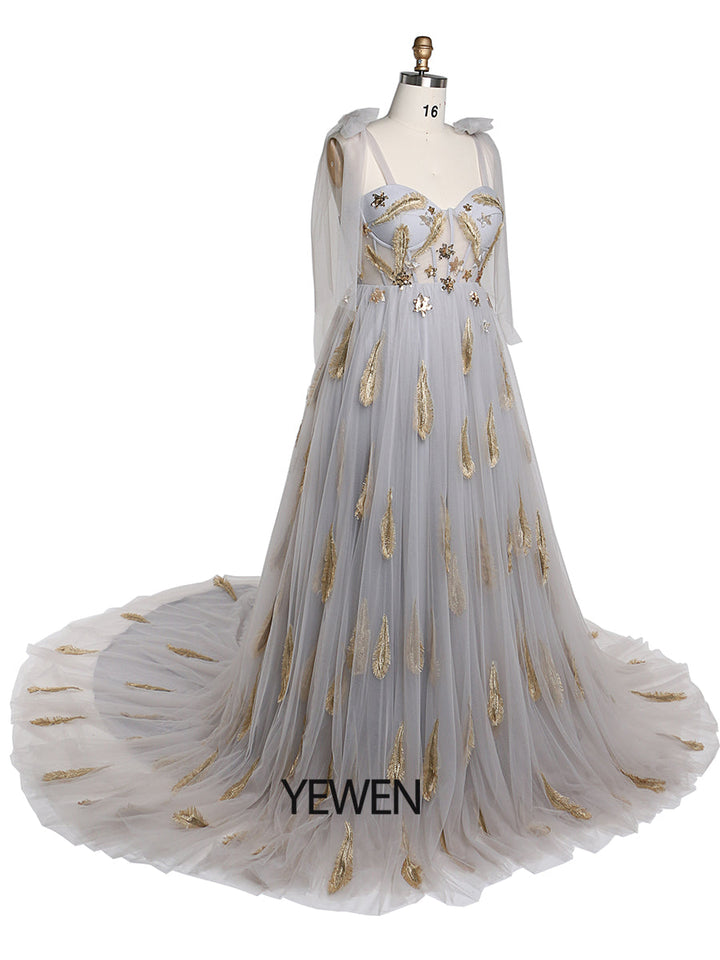 Ärmelloses, langes, formelles Ballkleid mit Pailletten und Applikationen, Fotografie-Kleid, YEWEN YW220209 