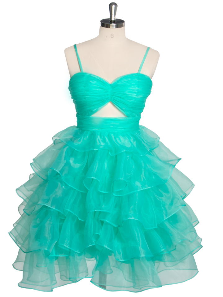A-Linie Einfarbig Kurzes Midi-Partykleid Elegante Stufenrüschen Cocktailkleider YW243153