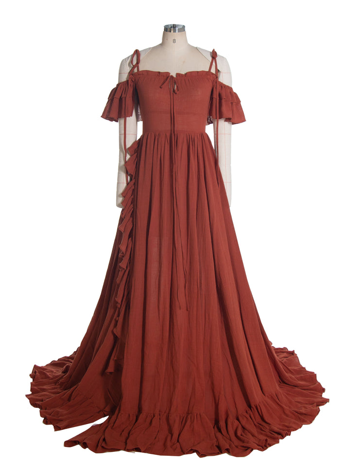 Boho Chic Maxikleid aus Baumwolle, Bohemian-Kleid für Fotoshootings YW240121 
