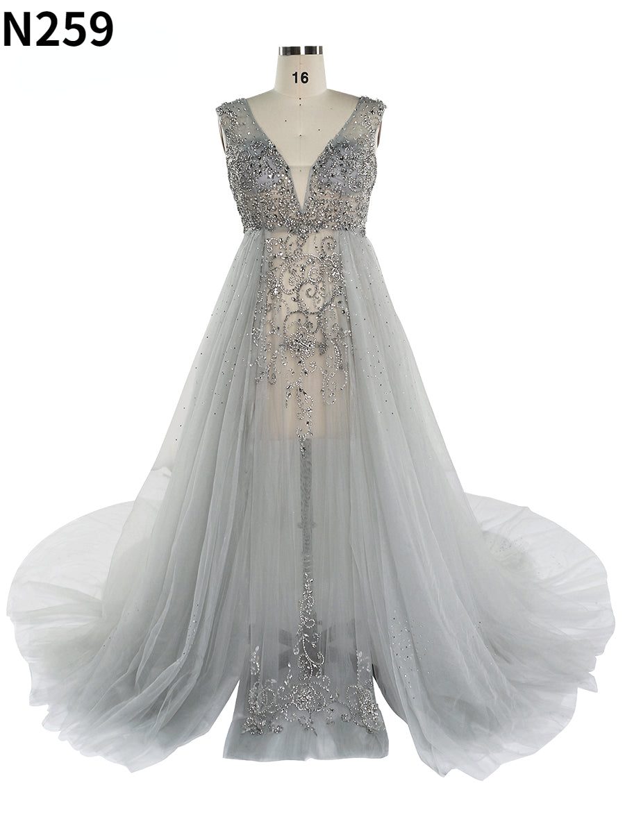 Perlenbesetztes Umstandskleid mit V-Ausschnitt für Fotoshootings, elegantes ärmelloses Maxikleid, Fotografie-Kleid 