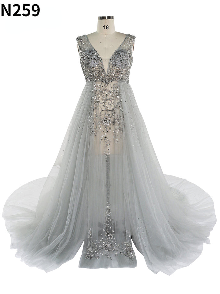 Perlenbesetztes Umstandskleid mit V-Ausschnitt für Fotoshootings, elegantes ärmelloses Maxikleid, Fotografie-Kleid 
