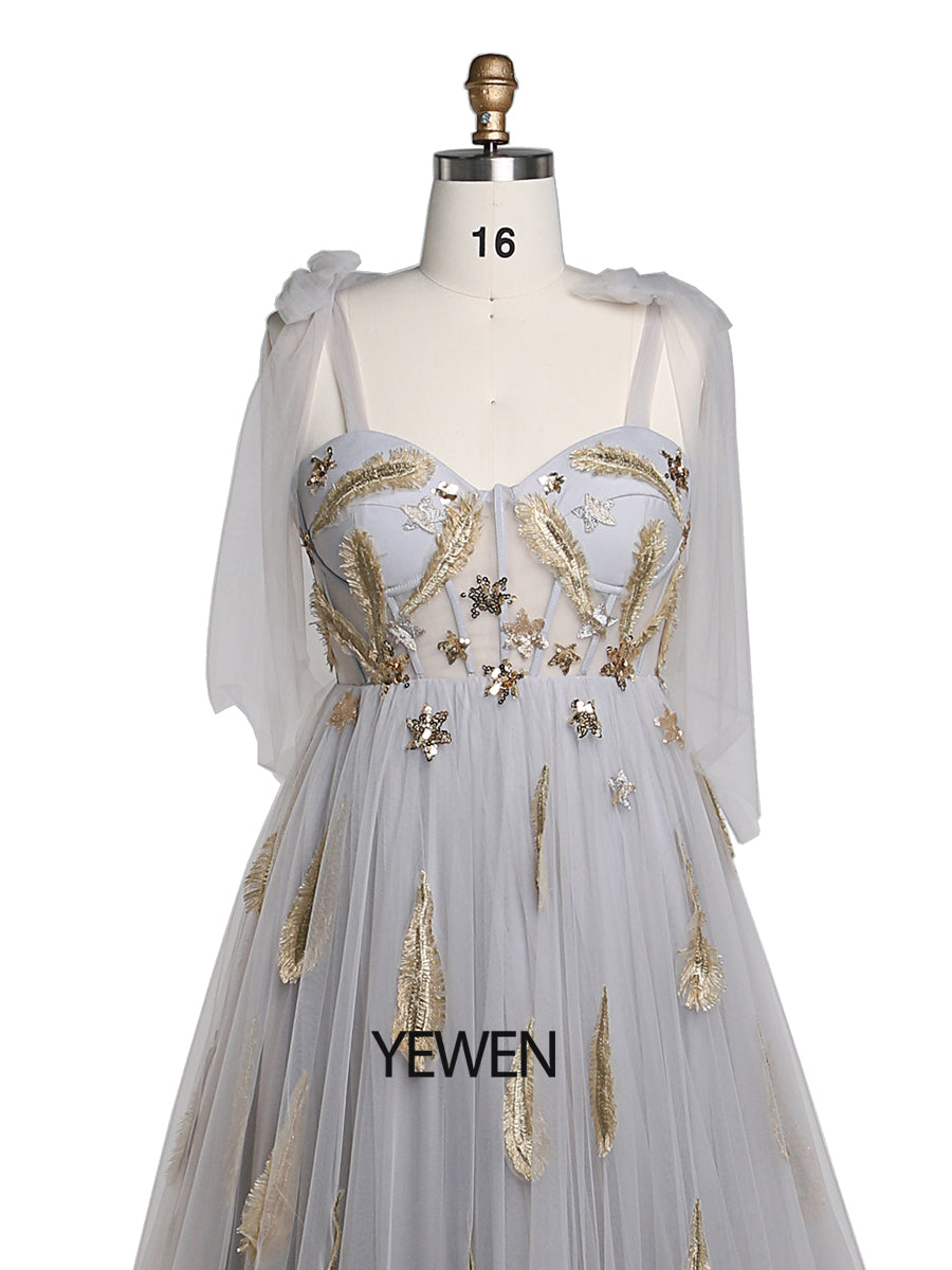 Ärmelloses, langes, formelles Ballkleid mit Pailletten und Applikationen, Fotografie-Kleid, YEWEN YW220209 