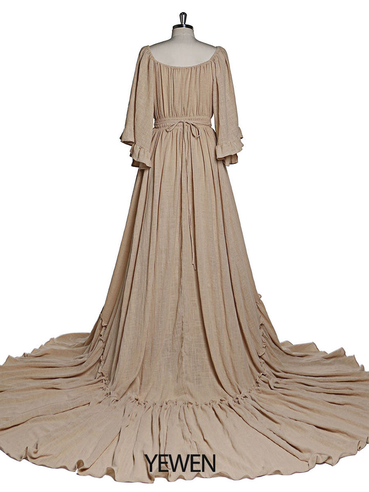Abendkleider mit ausgestellten Ärmeln und Stretch-Ausschnitt, Fotografie-Kleid, Babyparty-Kleid für Schwangere, YEWEN 2021 YD21829