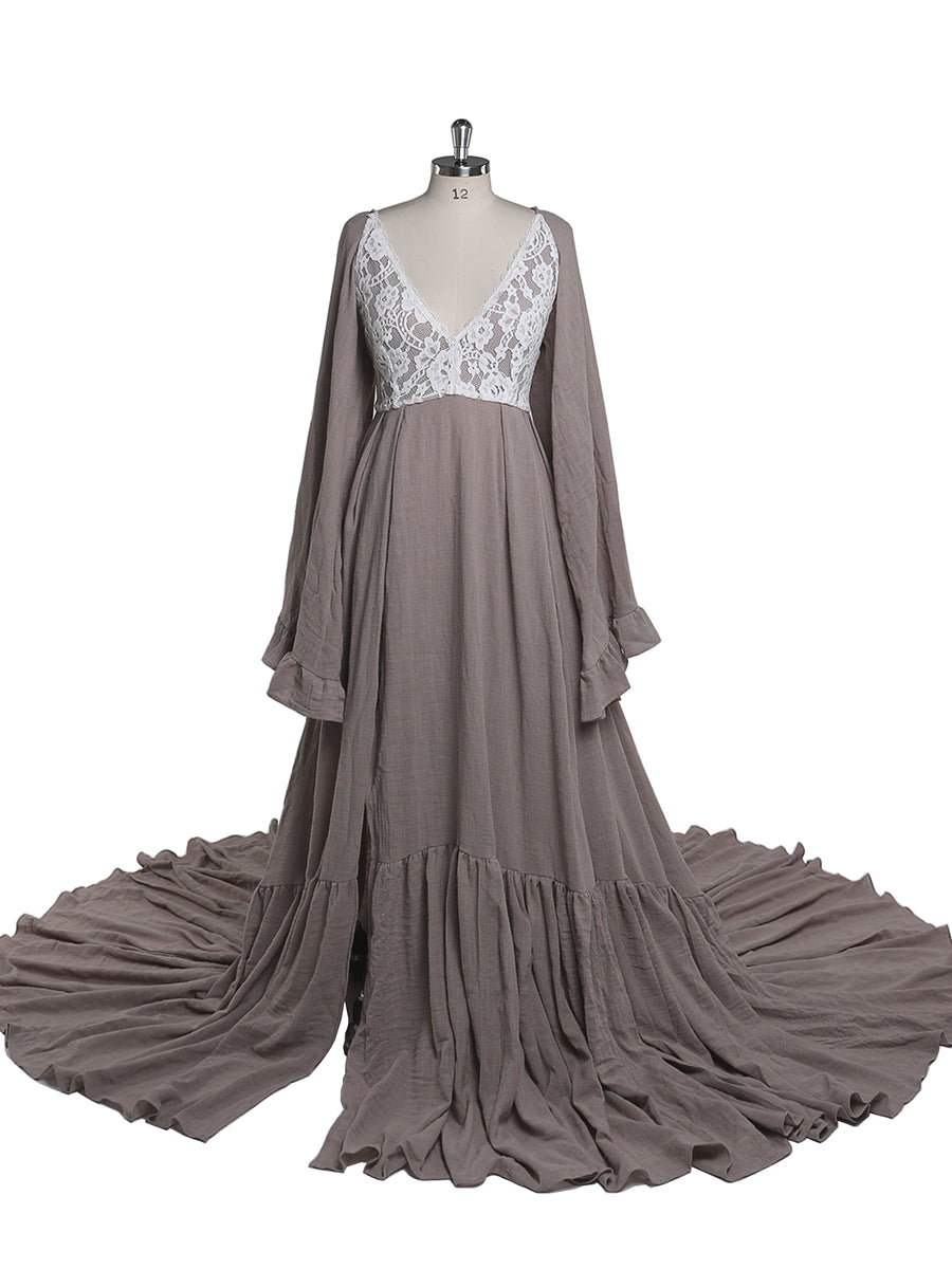 V-Ausschnitt rückenfreies Abendkleid Fotografie Kleider Babyparty Kleid für Schwangere YEWEN YD22108