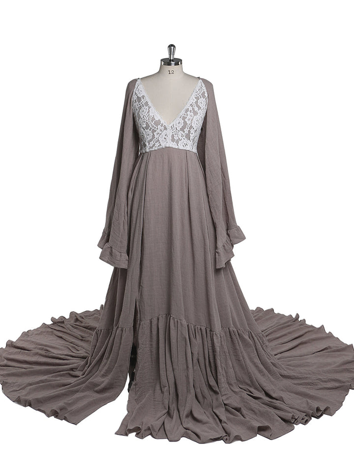 V-Ausschnitt rückenfreies Abendkleid Fotografie Kleider Babyparty Kleid für Schwangere YEWEN YD22108