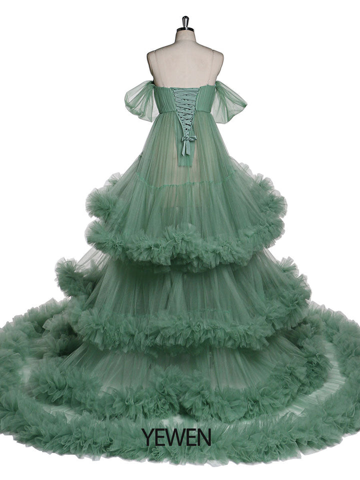 Schulterfreies Umstandskleid mit Herzausschnitt für Fotoshootings, Schwangerschaftsfotografie, Robe, Babypartykleid YW21022 