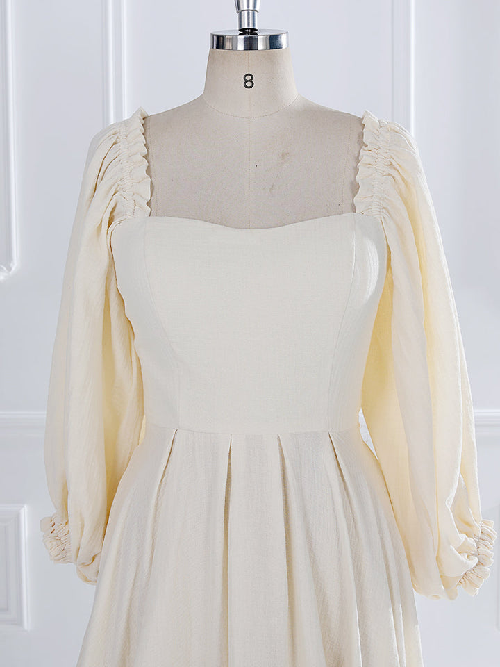 Long Sleeves , Elastic Back Waist, Woman Cotton Maxi Dress ,Photoshoot Dresses for Ladies