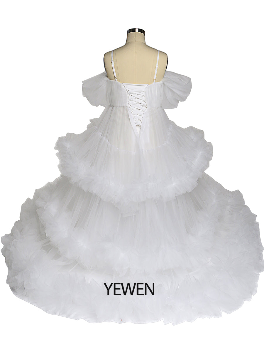 Wolke Rüschen Blumenmädchen Kleider für Hochzeiten Geburtstagsfeier Kinder Foto-Shooting Kleid Baby-Dusche YEWEN YW21016 
