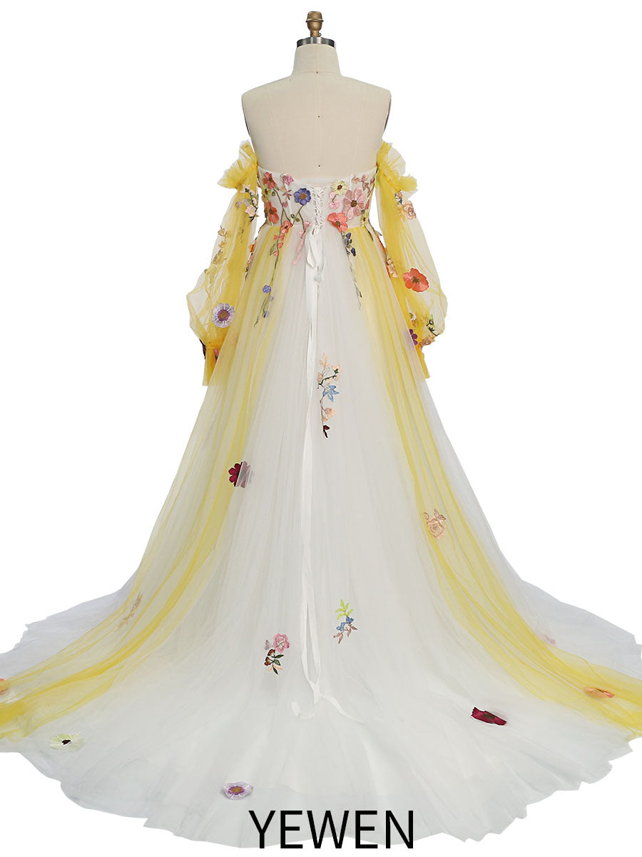 Luxus Stickerei Spitze Tüll Kleid Prinzessin Farbige Hochzeit Kleid Phantasie Foto Kleider YW220817 