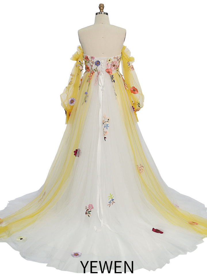 Luxus Stickerei Spitze Tüll Kleid Prinzessin Farbige Hochzeit Kleid Phantasie Foto Kleider YW220817 
