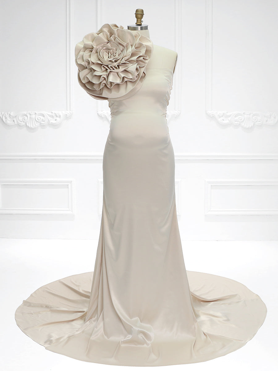 Stretchy Satin, Mermaid Style Maternity Gown for Photo Shoot, Pregnant Photoshoot Outfit