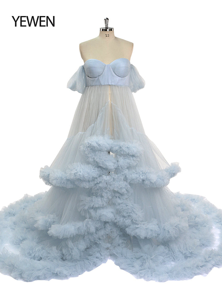 Schulterfreies Umstandskleid mit Herzausschnitt für Fotoshootings, Schwangerschaftsfotografie, Robe, Babypartykleid YW21022 