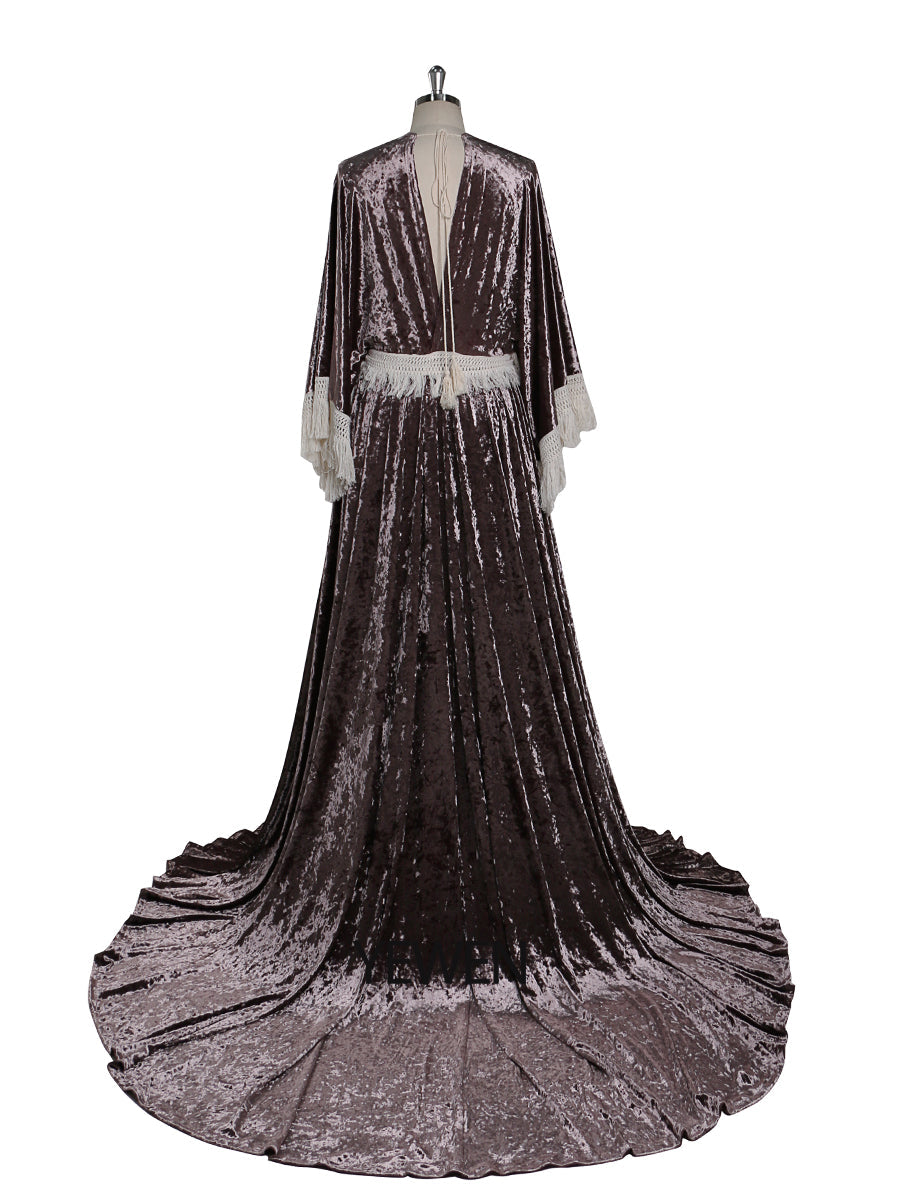 Stretch-Samt-Boho-Kleid, zauberhaftes Kleid für besondere Momente, Schwangerschafts-Fotoshootings, Kleid YEWEN YW220820 