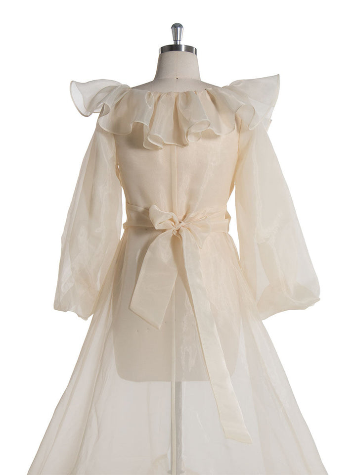 cream maternity photoshoot dress