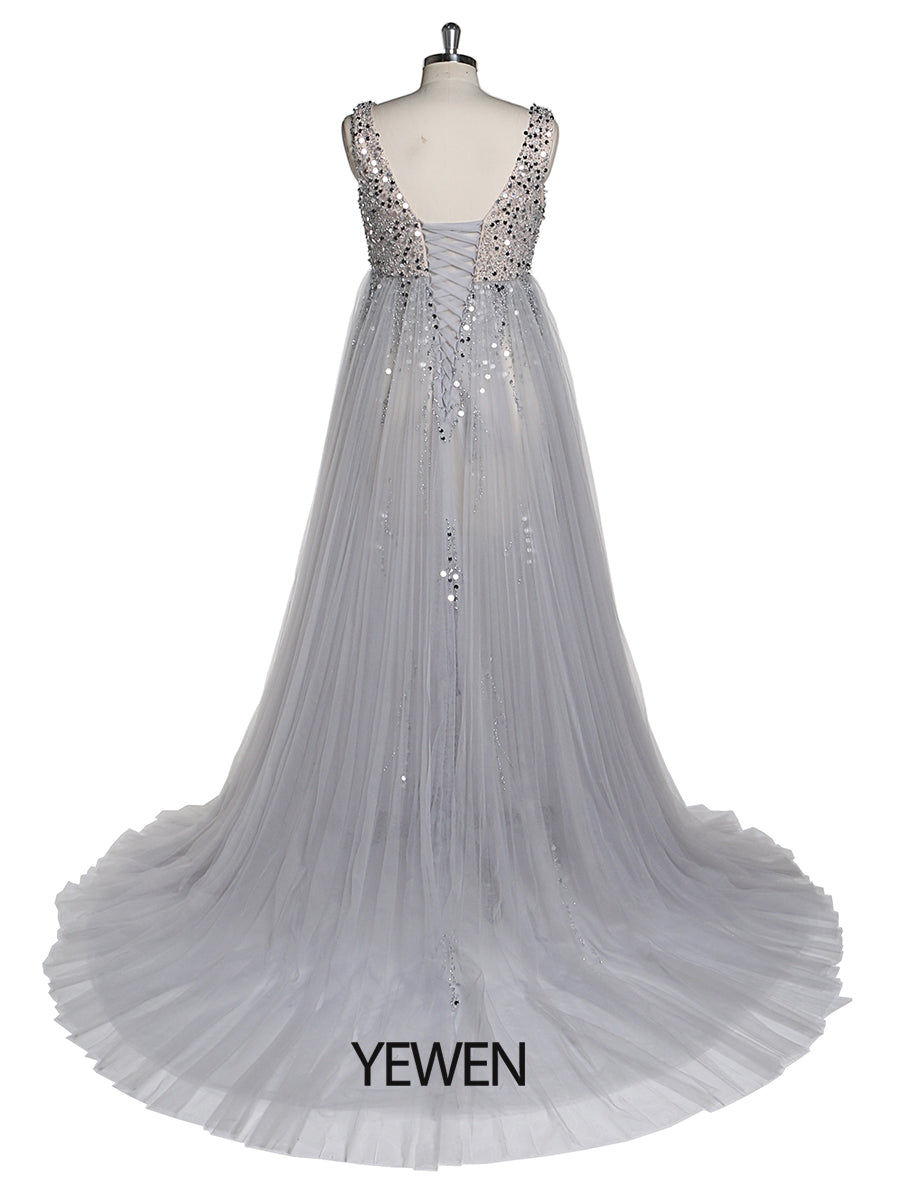 Silbernes Abendkleid aus Tüll mit Perlenbesatz, Umstandskleid für Fotoshootings, Schnürung hinten, Schwangerschaftsfotografie, Robe, Babypartykleid 