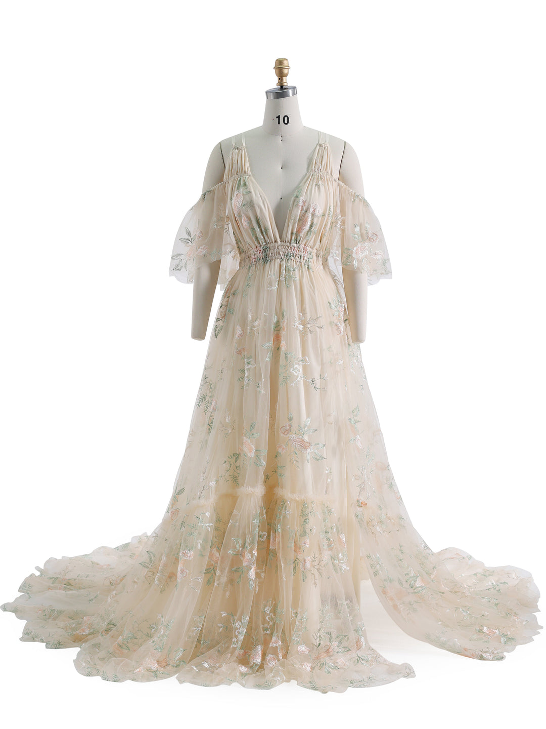 Boho Chic,  Elegance Embroidery Lace , Tulle Photography Dress