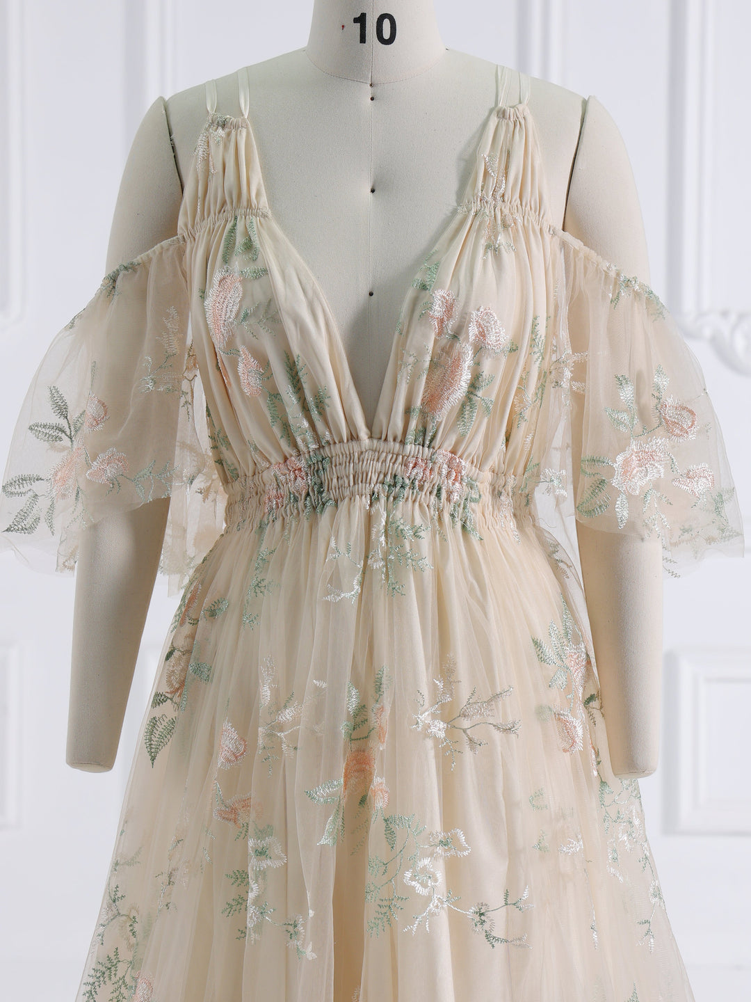 Boho Chic,  Elegance Embroidery Lace , Tulle Photography Dress