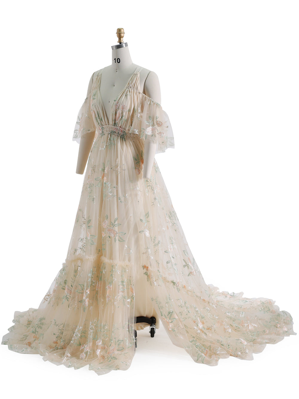 Boho Chic,  Elegance Embroidery Lace , Tulle Photography Dress