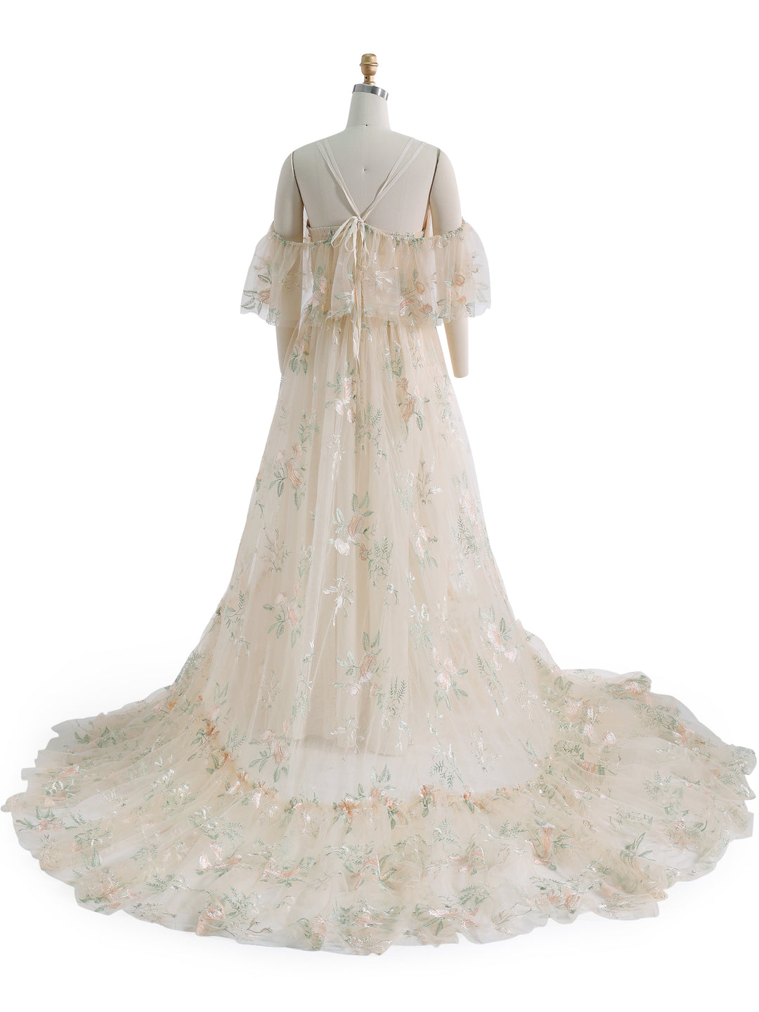 Boho Chic,  Elegance Embroidery Lace , Tulle Photography Dress