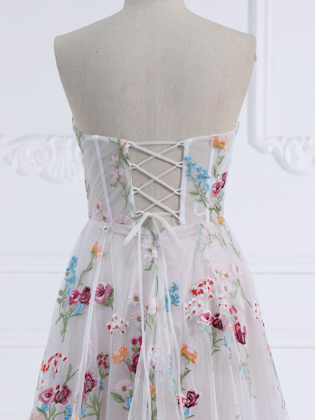 Strapless,  Embroidery, Flower A Line Party Dress, Photo Shoots Dress