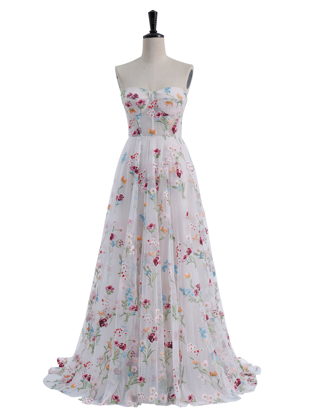 Strapless,  Embroidery, Flower A Line Party Dress, Photo Shoots Dress