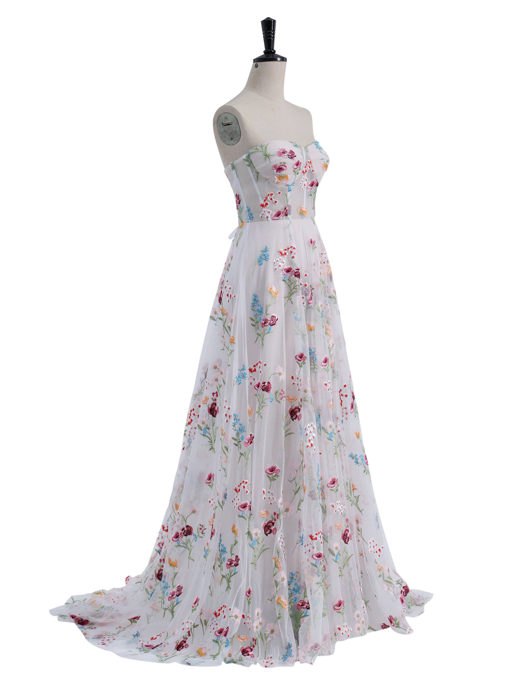 Strapless,  Embroidery, Flower A Line Party Dress, Photo Shoots Dress