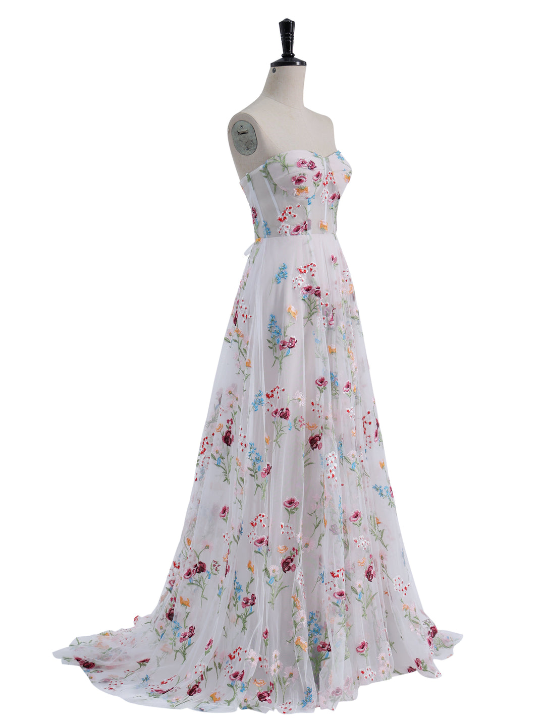 Strapless,  Embroidery, Flower A Line Party Dress, Photo Shoots Dress