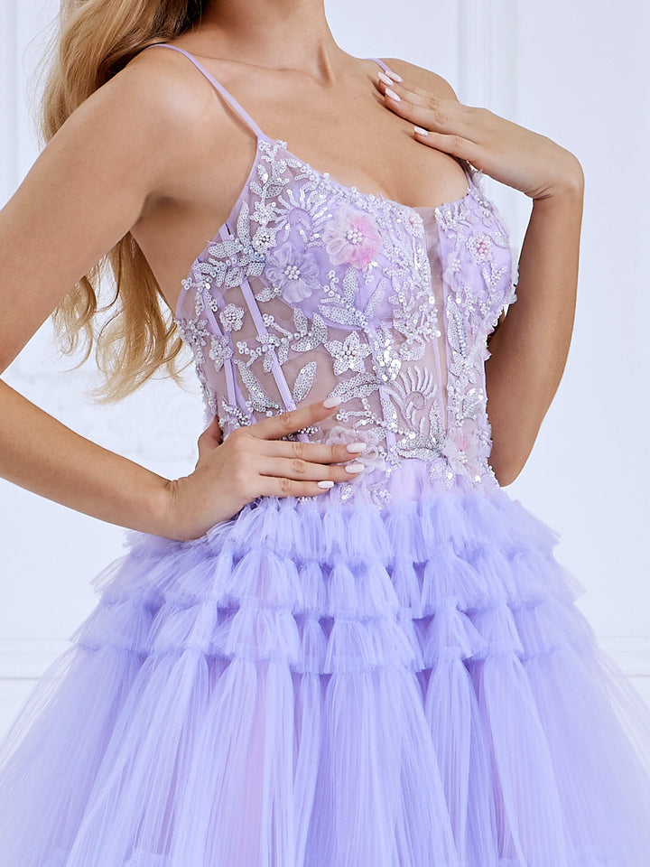 Beads Lace, Prom Dresses, A-Line , Princess Pleated Skirt, Floor-Length, Photo Shoot Dress