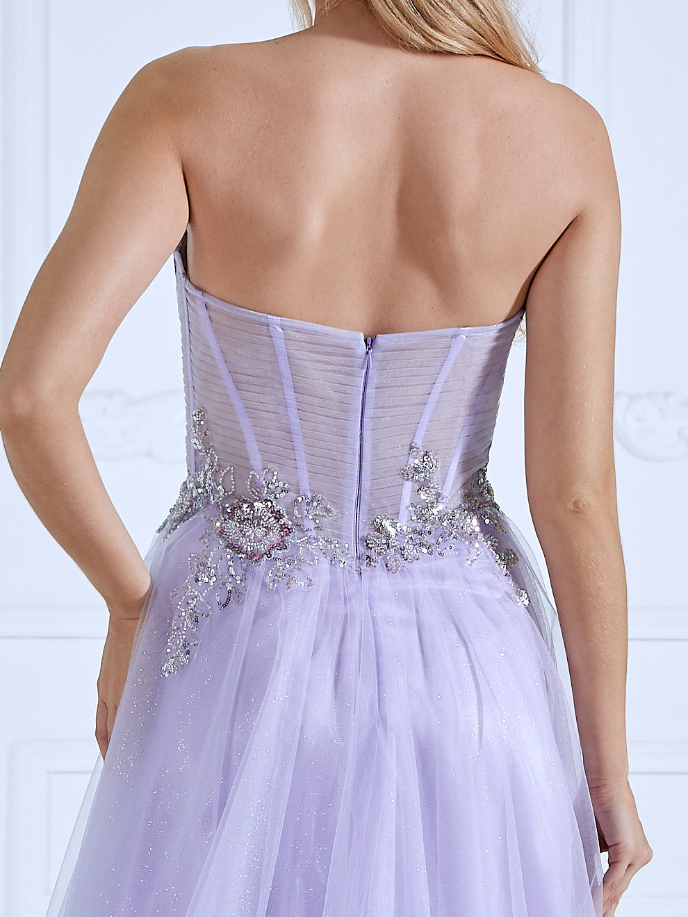 A-line Off , the Shoulder Floor-Length,  Light Purple , Prom Dresses With Sequins Beads