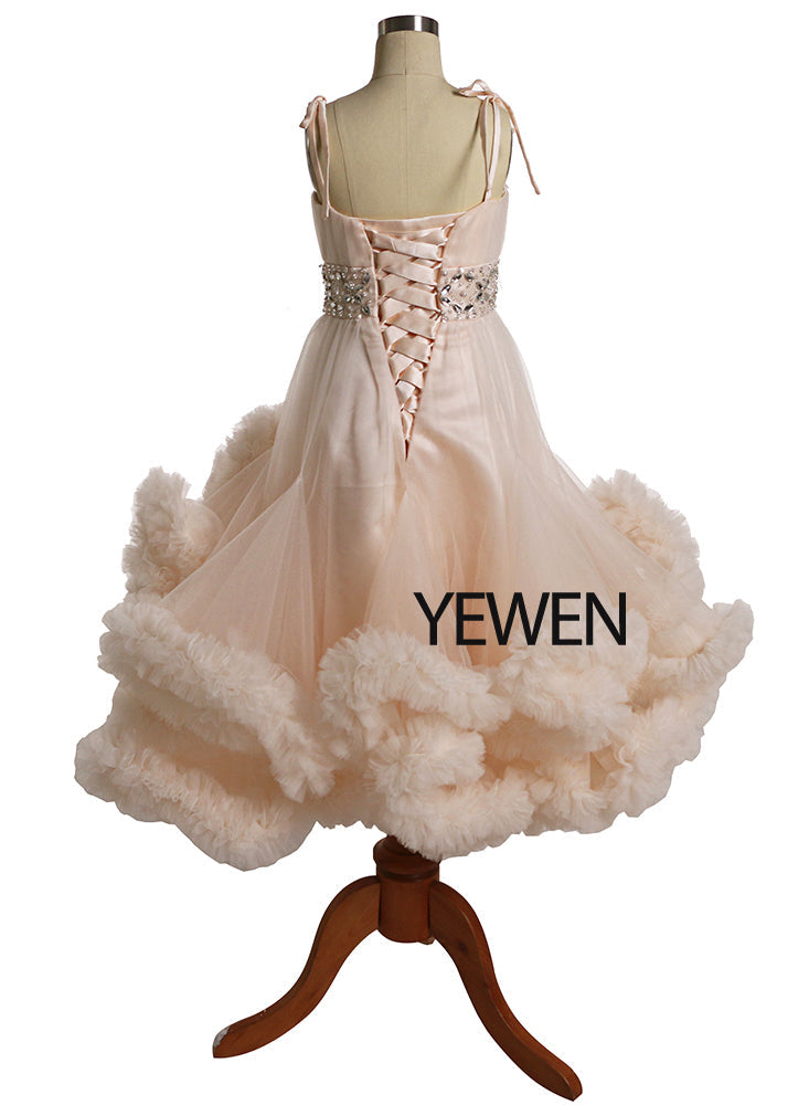 Wolke Kleine Blume Mädchen Kleider für Hochzeiten Party Kleider Sexy Kinder Stickerei Kinder Geburtstag Kleider 