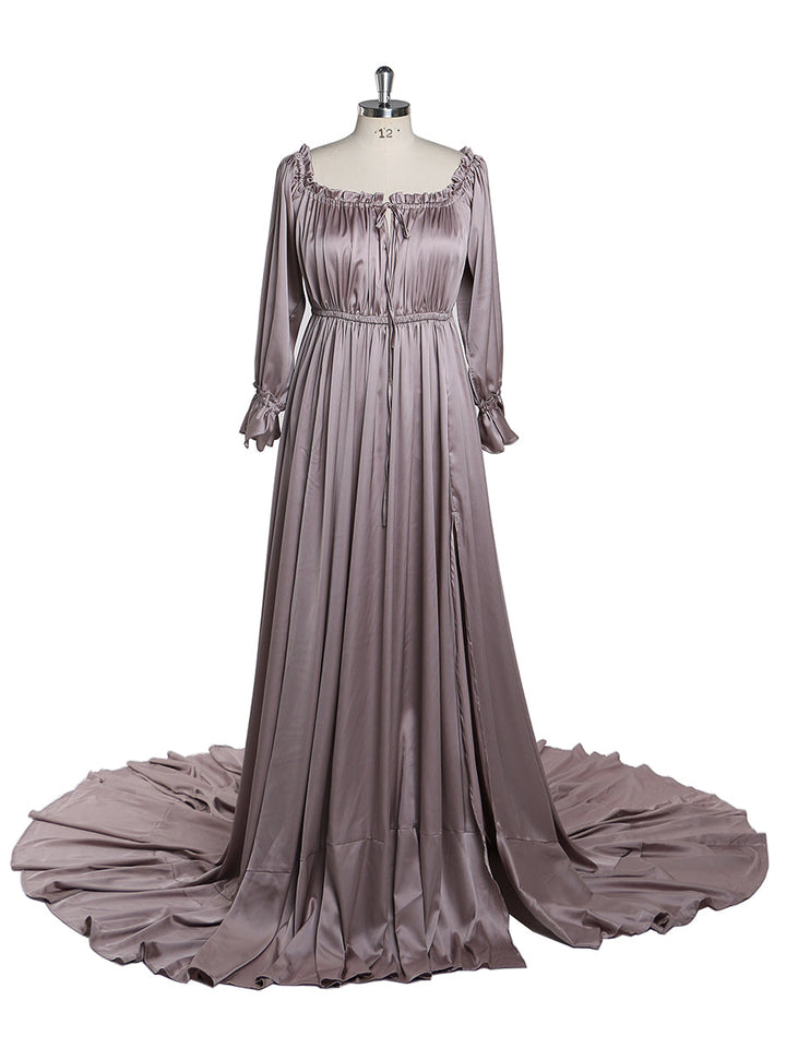Verstellbare Schulter, volle Ärmel, Abendkleider, lange Strandfotografiekleider, Babypartykleid für Schwangere, YEWEN YD21801 