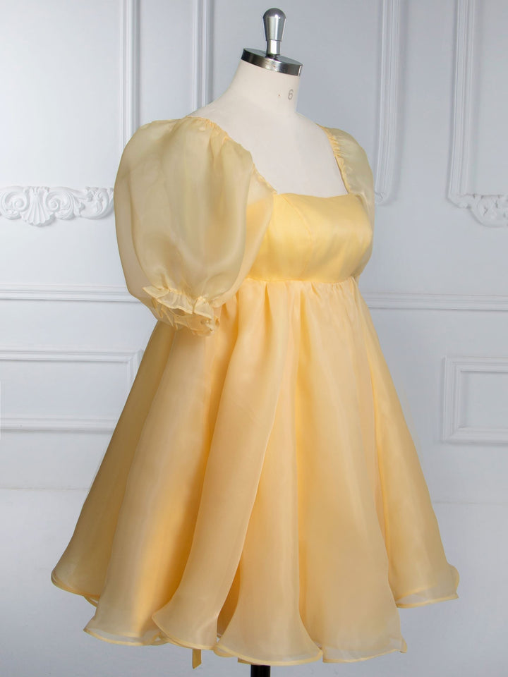 Gelbes kurzes Mini-Partykleid, elegante Homecoming-Cocktailkleider YW243161