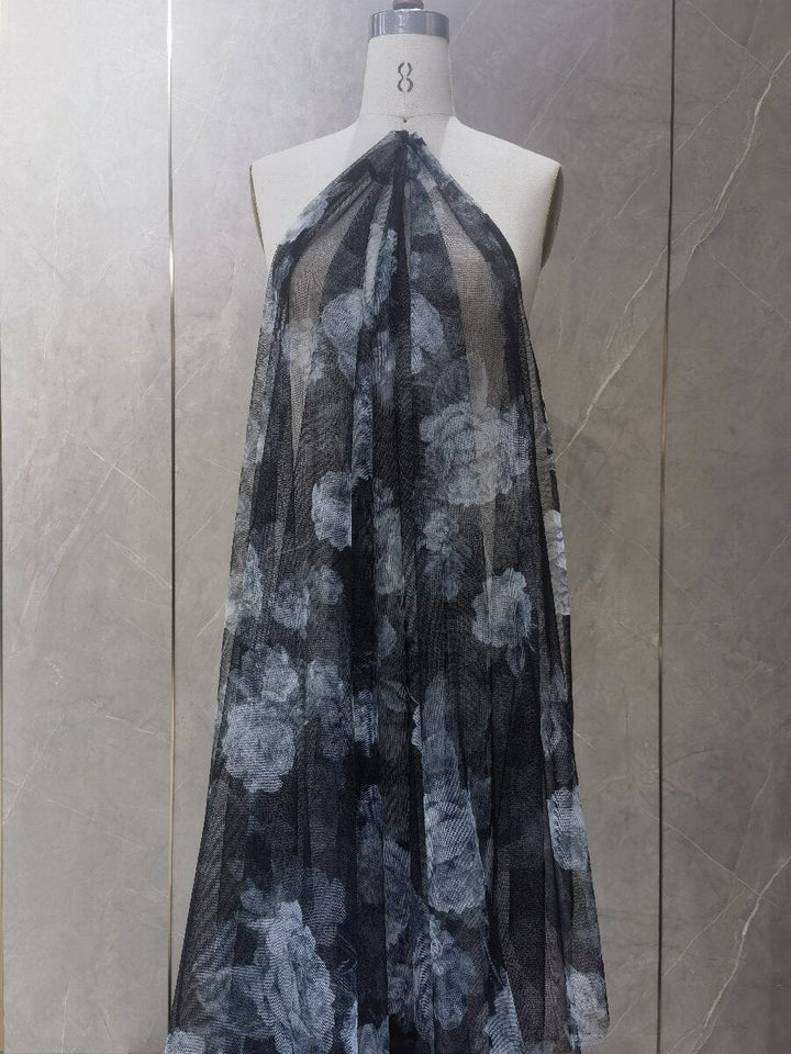 Elegant Long Flare Sleeve, A Line, Prom Dresses, Printing Tulle Photo Shoot Gown