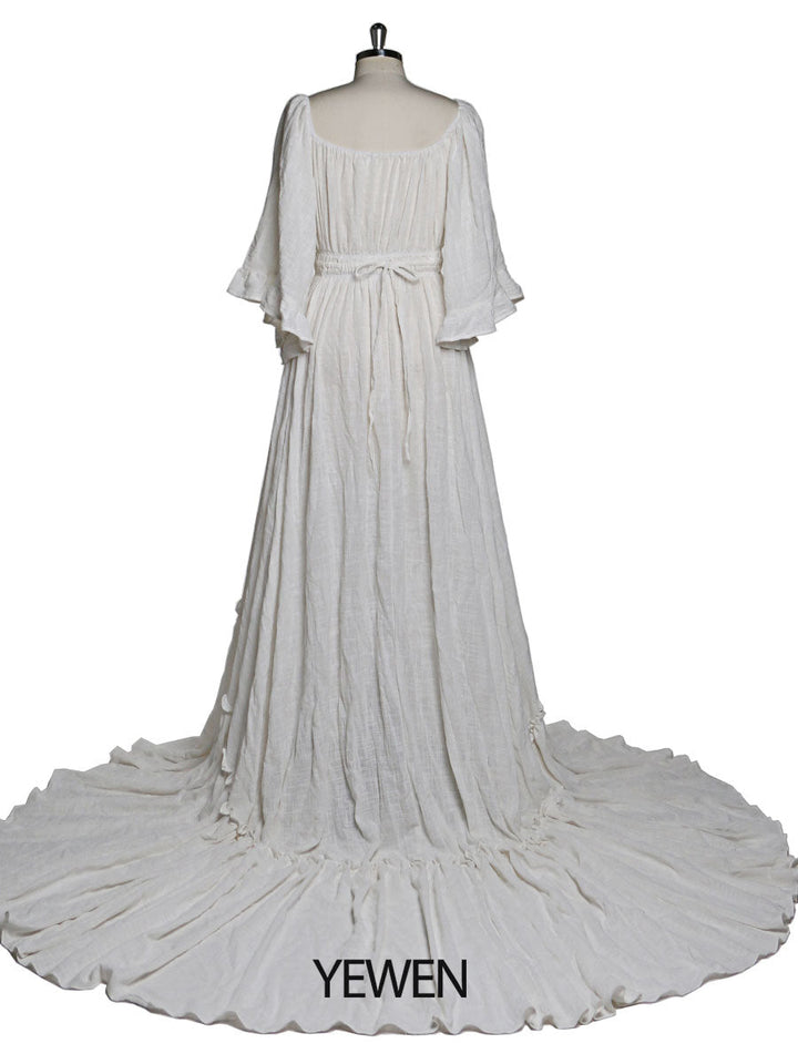 Abendkleider mit ausgestellten Ärmeln und Stretch-Ausschnitt, Fotografie-Kleid, Babyparty-Kleid für Schwangere, YEWEN 2021 YD21829