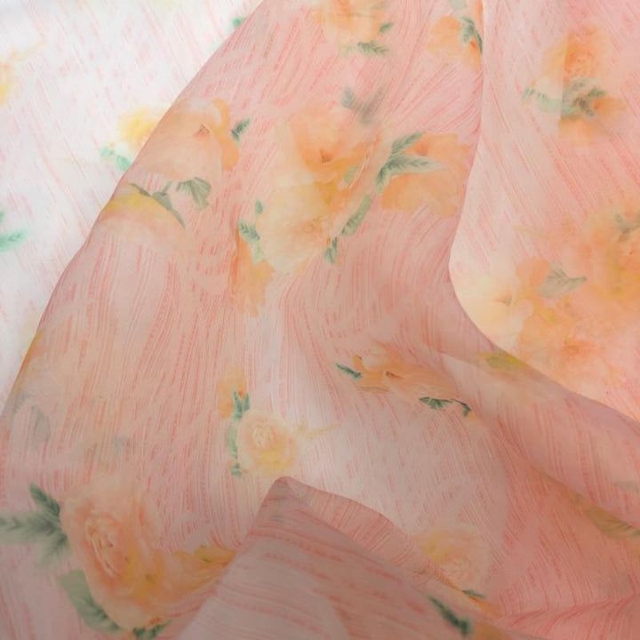 Umstandskleid Fotoshooting Print Blumenmuster Seide Weicher Organza Schulterfreies Maxikleid mit Schleppe YW230305 