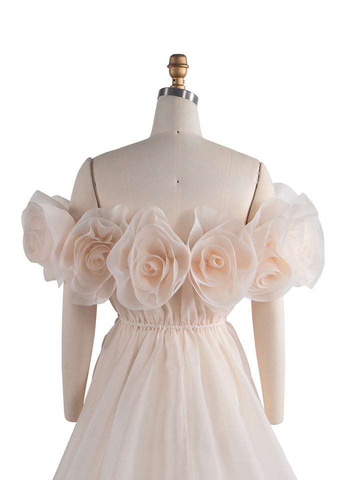 Umstandskleid für Fotoshootings, durchsichtiges Umstandskleid mit 3D-Blumen, transparentes Organza-Schwangerschaftskleid für Babyparty, YW250023 