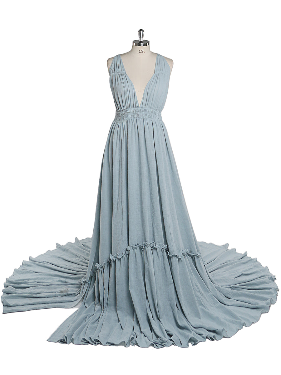 Abendkleider mit V-Ausschnitt und Stretch-Taille, Fotografie-Kleid, Babyparty-Kleid für Schwangere, YEWEN YD211009