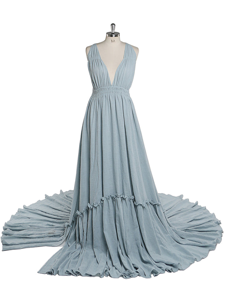 Abendkleider mit V-Ausschnitt und Stretch-Taille, Fotografie-Kleid, Babyparty-Kleid für Schwangere, YEWEN YD211009