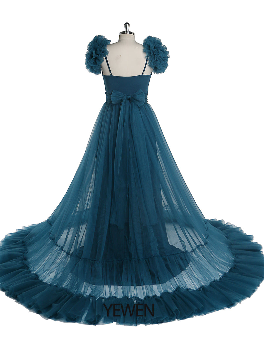 Strech Foto Requisiten Mutterschaftskleid Fotografie Tüllkleid Puffärmel 