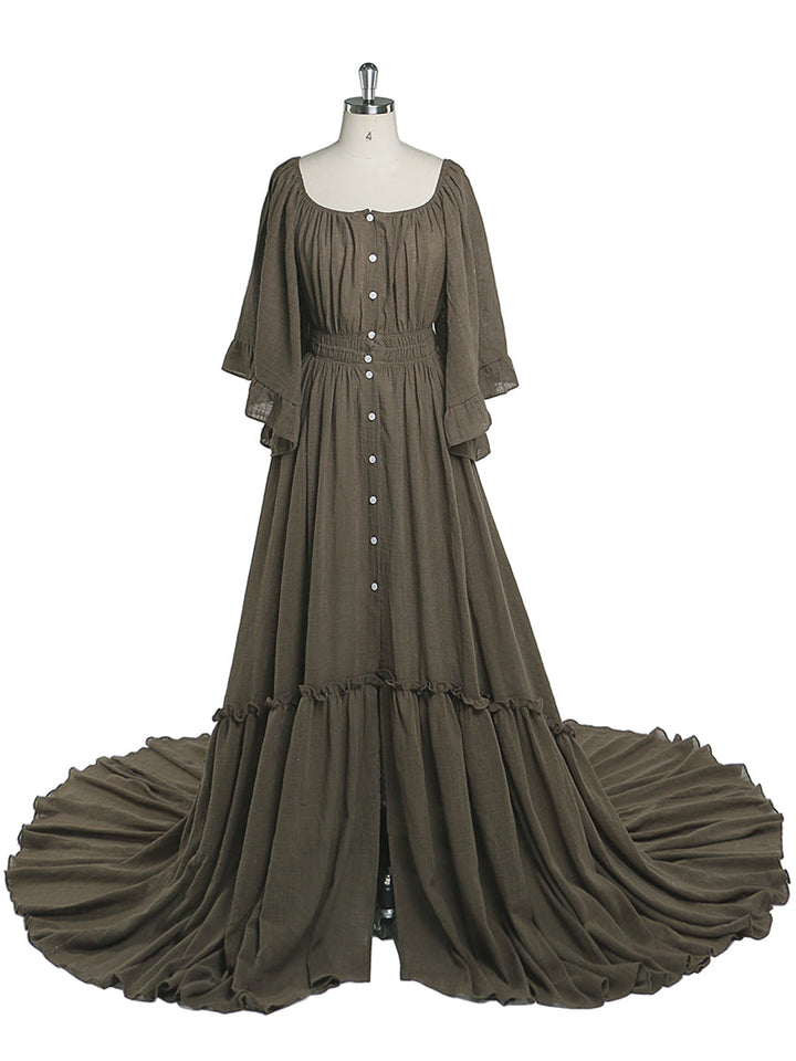 Abendkleider mit ausgestellten Ärmeln und Stretch-Ausschnitt, Fotografie-Kleid, Babyparty-Kleid für Schwangere, YEWEN 2021 YD21829