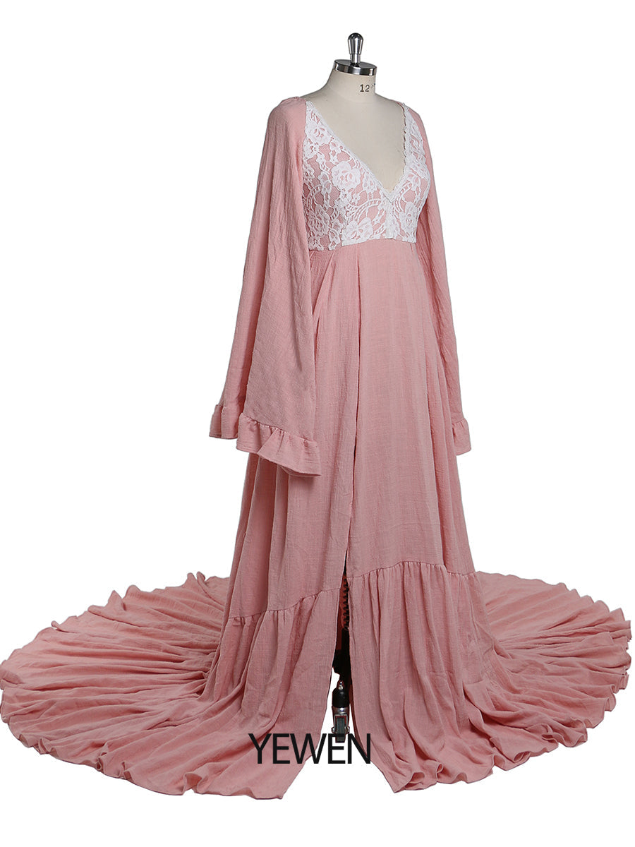 V-Ausschnitt rückenfreies Abendkleid Fotografie Kleider Babyparty Kleid für Schwangere YEWEN YD22108