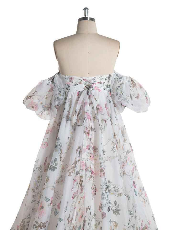 V Neck, Printed Floral Matrenity Photoshoot Dresses for Women