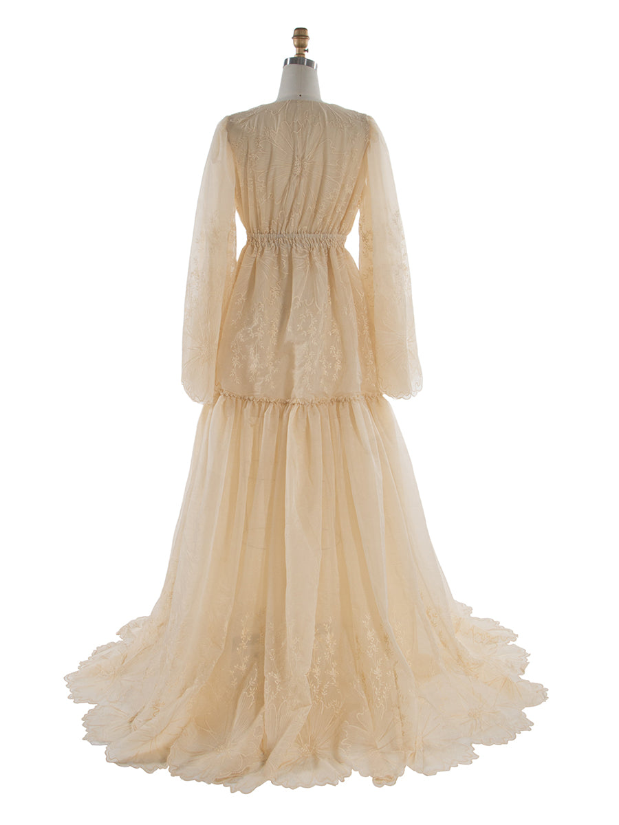 Kleid mit Stickerei und Blumenmuster aus transparenter Spitze für Schwangerschaft/Nicht-Schwangerschafts-Fotoshooting, verstellbare Taille, YW231061 