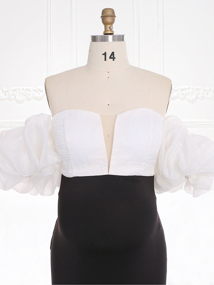 Meerjungfrau-Umstandskleid mit Puffärmeln, dehnbarem Stoff, für Fotoshootings, Umstandskleid, Brautjungfernkleid YW231110 