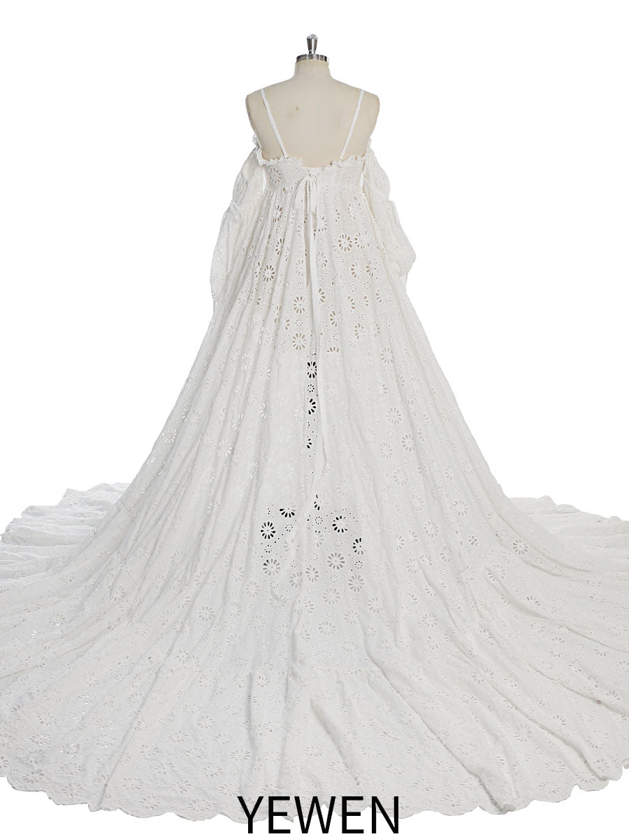 Boho Damenkleid mit langen abnehmbaren Ärmeln, Maxikleid für Fotoshootings, Strandhochzeitskleid YW230314