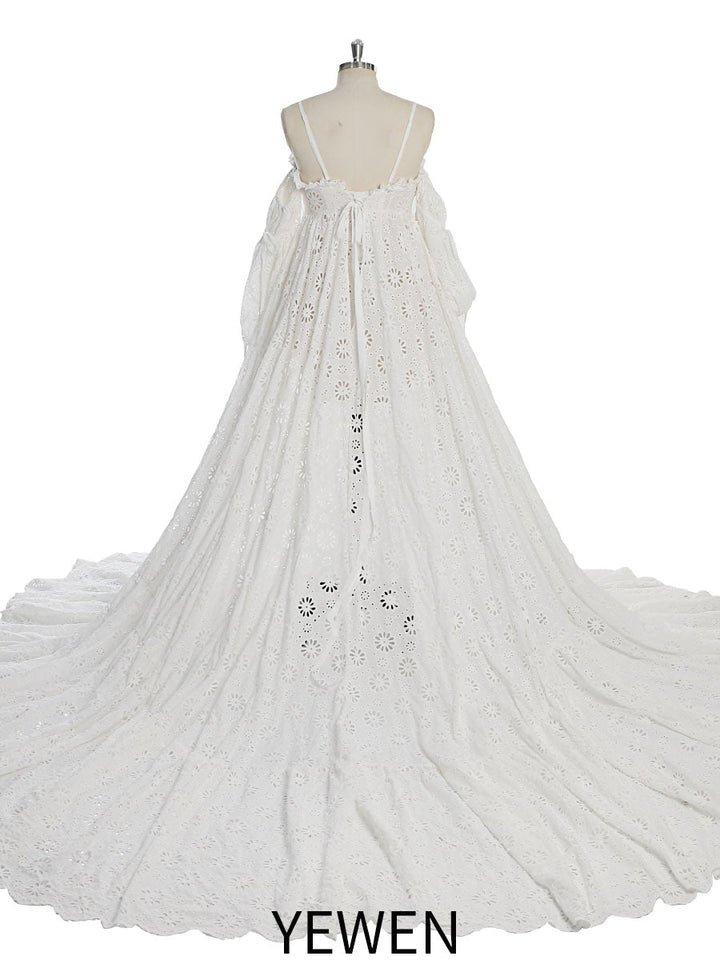 Boho Damenkleid mit langen abnehmbaren Ärmeln, Maxikleid für Fotoshootings, Strandhochzeitskleid YW230314