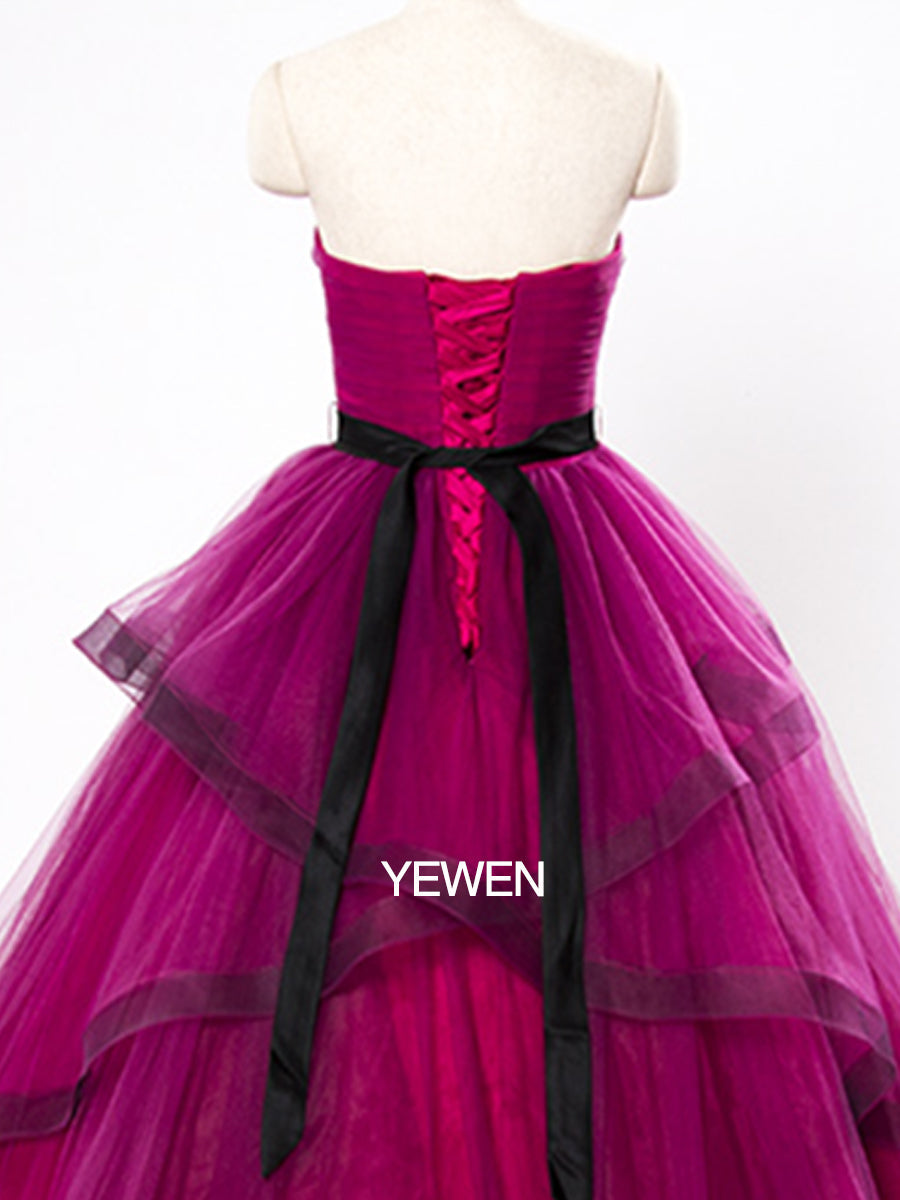 Elegantes Tüllkleid Asymmetrisch Trägerlos A-Linie Umstandskleid 001 