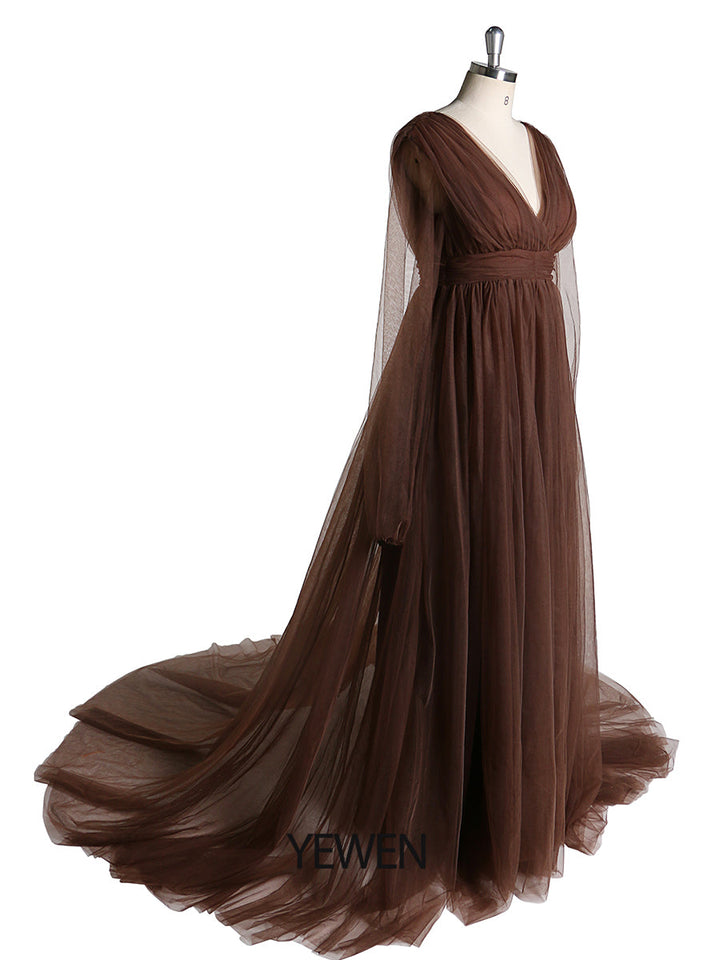 Volle Ärmel 2021 Mutterschaft Fotografie Kleider Nach Maß Schwangerschaft Foto-Shooting Outfits Kleid YEWEN 