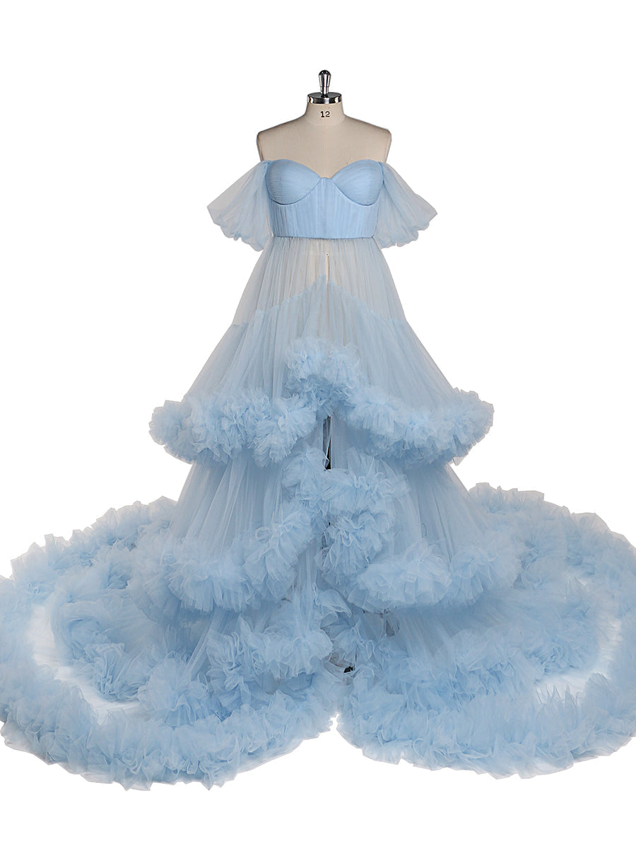 Schulterfreies Umstandskleid mit Herzausschnitt für Fotoshootings, Schwangerschaftsfotografie, Robe, Babypartykleid YW21022 